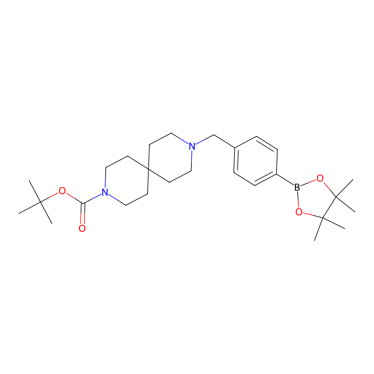 Tert-butyl 9-(4-(4,4,5,5-tetramethyl-1,3,2-dioxaborolan-2-YL)benzyl)-3,9-diazaspiro[5.5]undecane-3-carboxylate molecular structure, CAS 2978621-36-0
