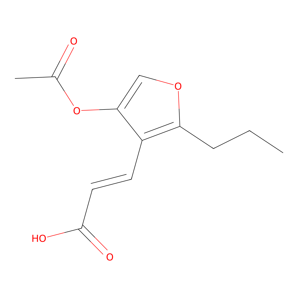 3-(4-Acetoxy-2-propylfuran-3-yl)acrylic acid molecular structure, CAS 2978659-41-3