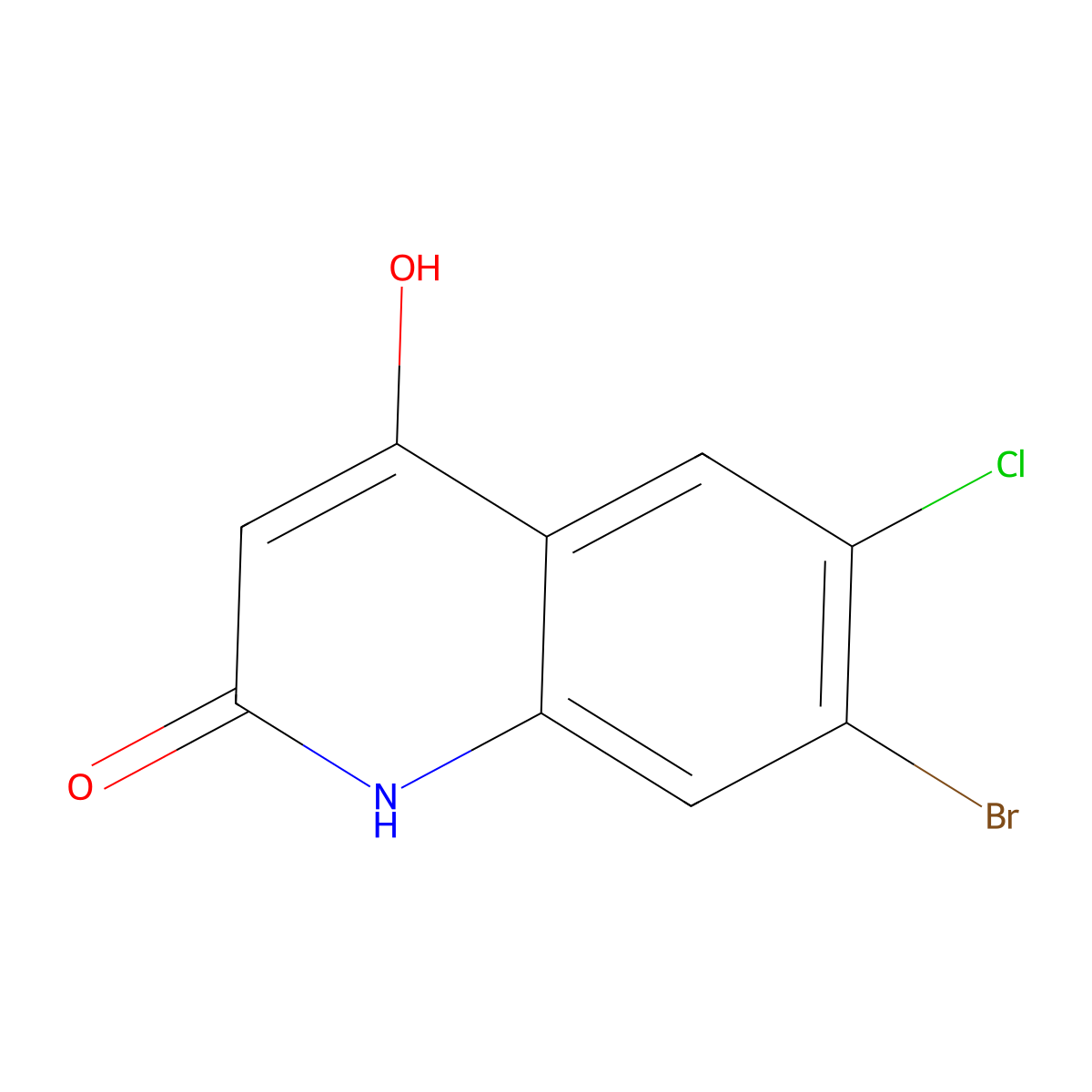 7-bromo-6-chloro-4-hydroxyquinolin-2(1H)-one molecular structure, CAS 2978699-39-5