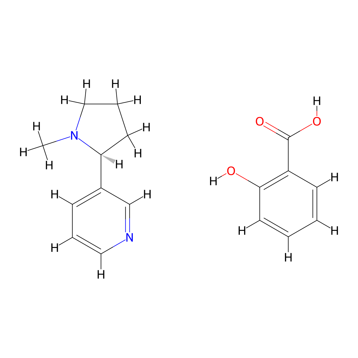 Nicotine salicylate molecular structure, CAS 29790-52-1