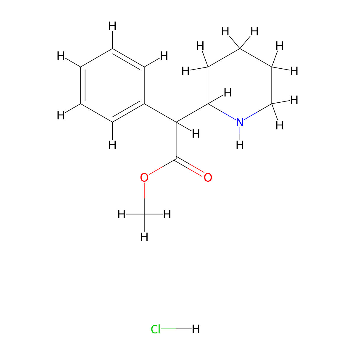 Methylphenidate Hydrochloride molecular structure, CAS 298-59-9