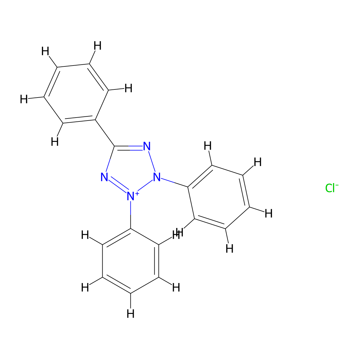 Triphenyltetrazolium chloride molecular structure, CAS 298-96-4