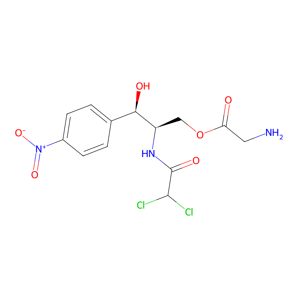 Glycine, (2R,3R)-2-((2,2-dichloroacetyl)amino)-3-hydroxy-3-(4-nitrophenyl)propyl ester molecular structure, CAS 2980-74-7
