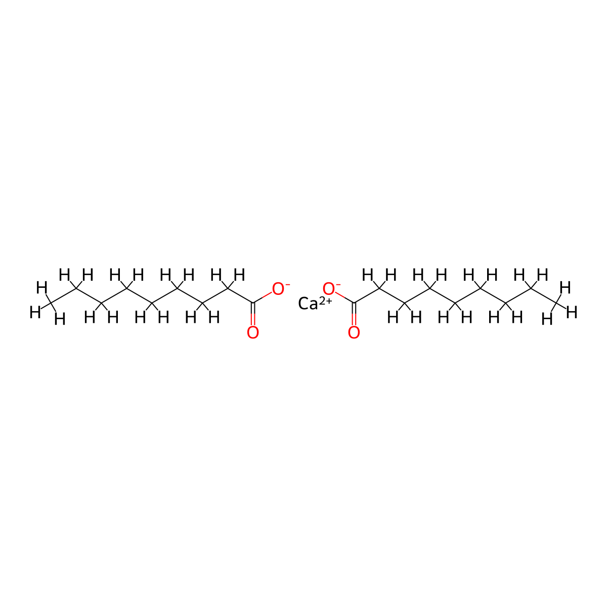 Calcium nonanoate molecular structure, CAS 29813-38-5