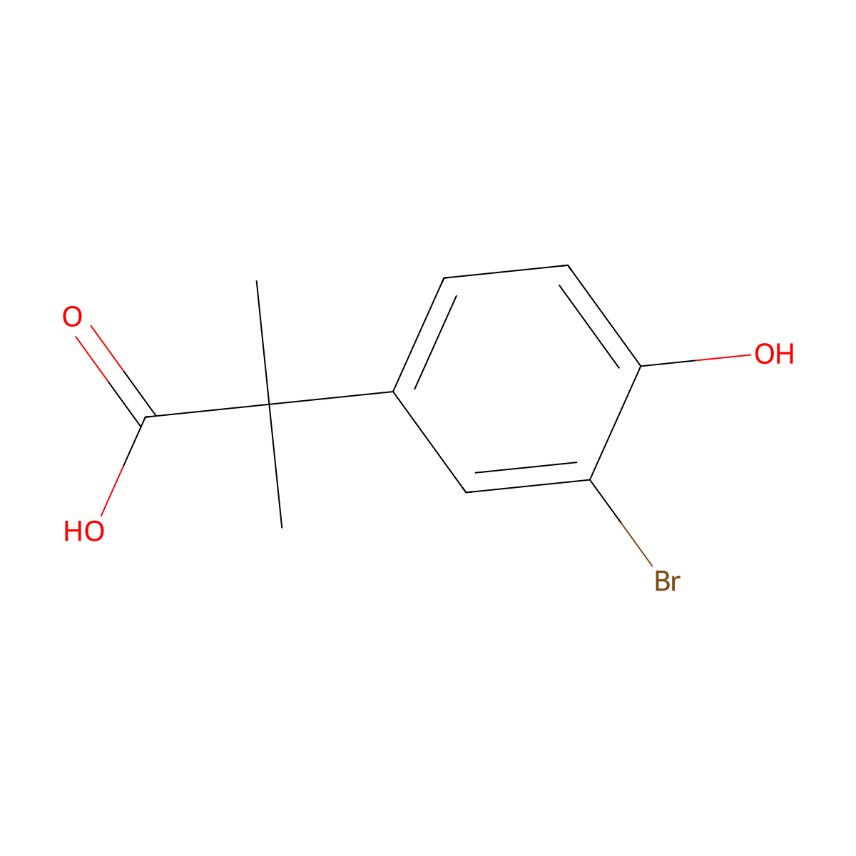 2-(3-Bromo-4-hydroxyphenyl)-2-methylpropanoic acid molecular structure, CAS 29818-45-9