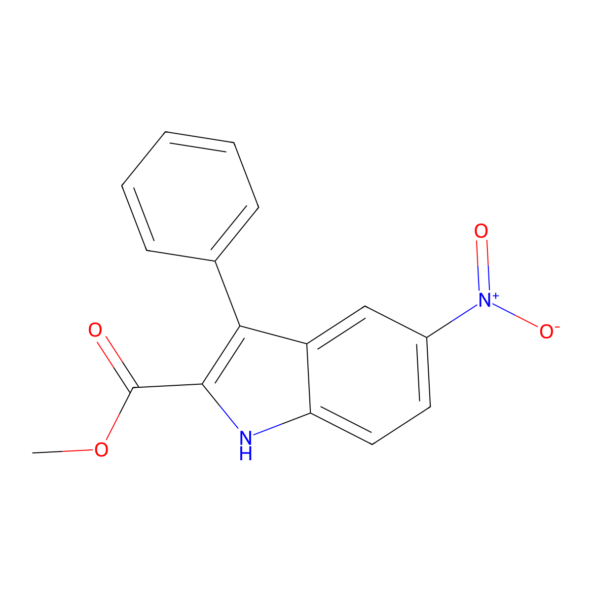 methyl 5-nitro-3-phenyl-1H-indole-2-carboxylate molecular structure, CAS 298187-65-2