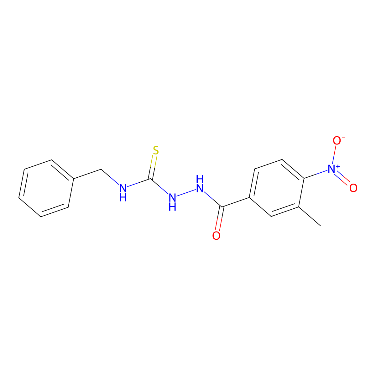 3-Methyl-4-nitrobenzoic acid 2-[[(phenylmethyl)amino]thioxomethyl]hydrazide molecular structure, CAS 298187-87-8