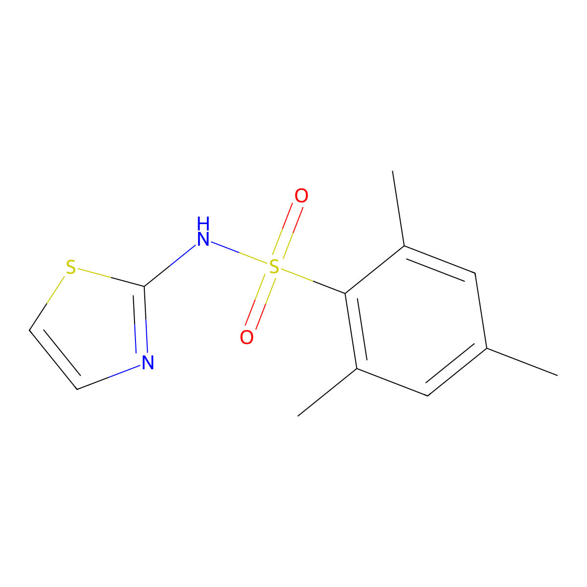 2,4,6-Trimethyl-N-thiazol-2-yl-benzenesulfonamide molecular structure, CAS 298193-10-9
