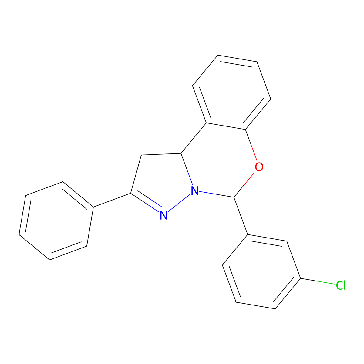 5-(3-Chlorophenyl)-2-phenyl-1,10b-dihydropyrazolo[1,5-c][1,3]benzoxazine molecular structure, CAS 298193-27-8