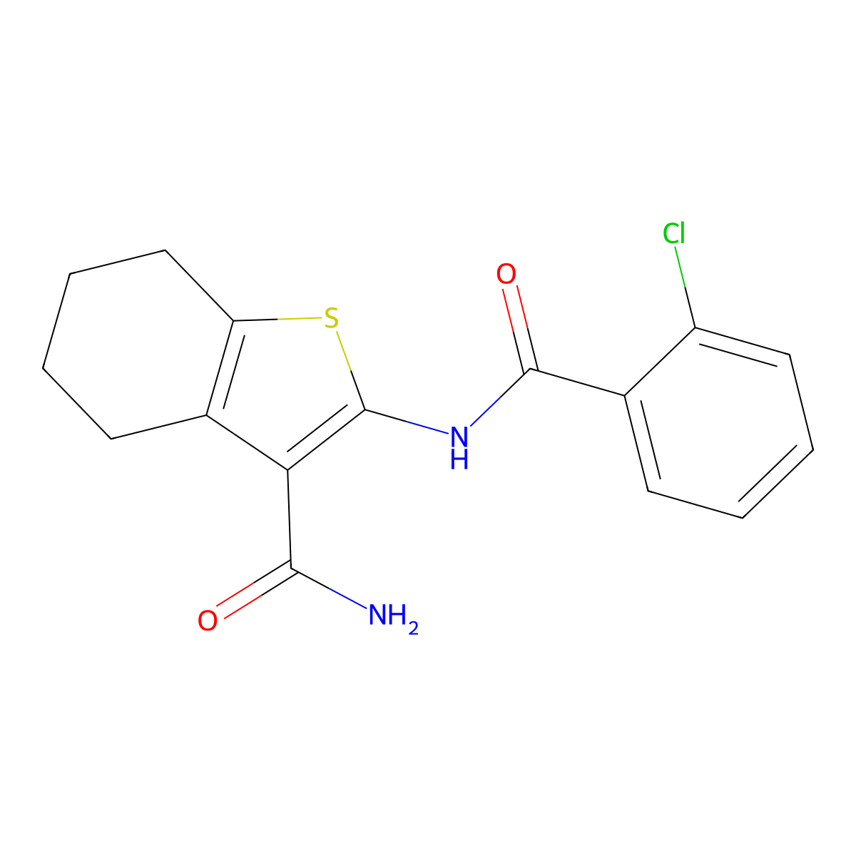 2-(2-Chlorobenzamido)-4,5,6,7-tetrahydrobenzo[b]thiophene-3-carboxamide molecular structure, CAS 298193-32-5