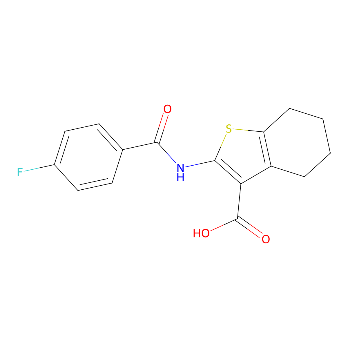 2-[(4-Fluorobenzoyl)amino]-4,5,6,7-tetrahydro-1-benzothiophene-3-carboxylic acid molecular structure, CAS 298193-41-6