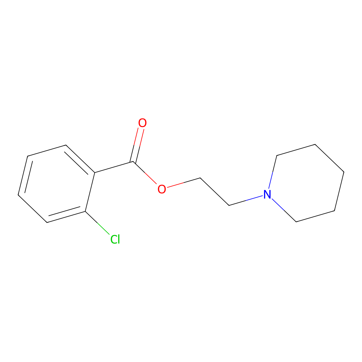 2-Piperidinoethyl o-chlorobenzoate molecular structure, CAS 298193-76-7