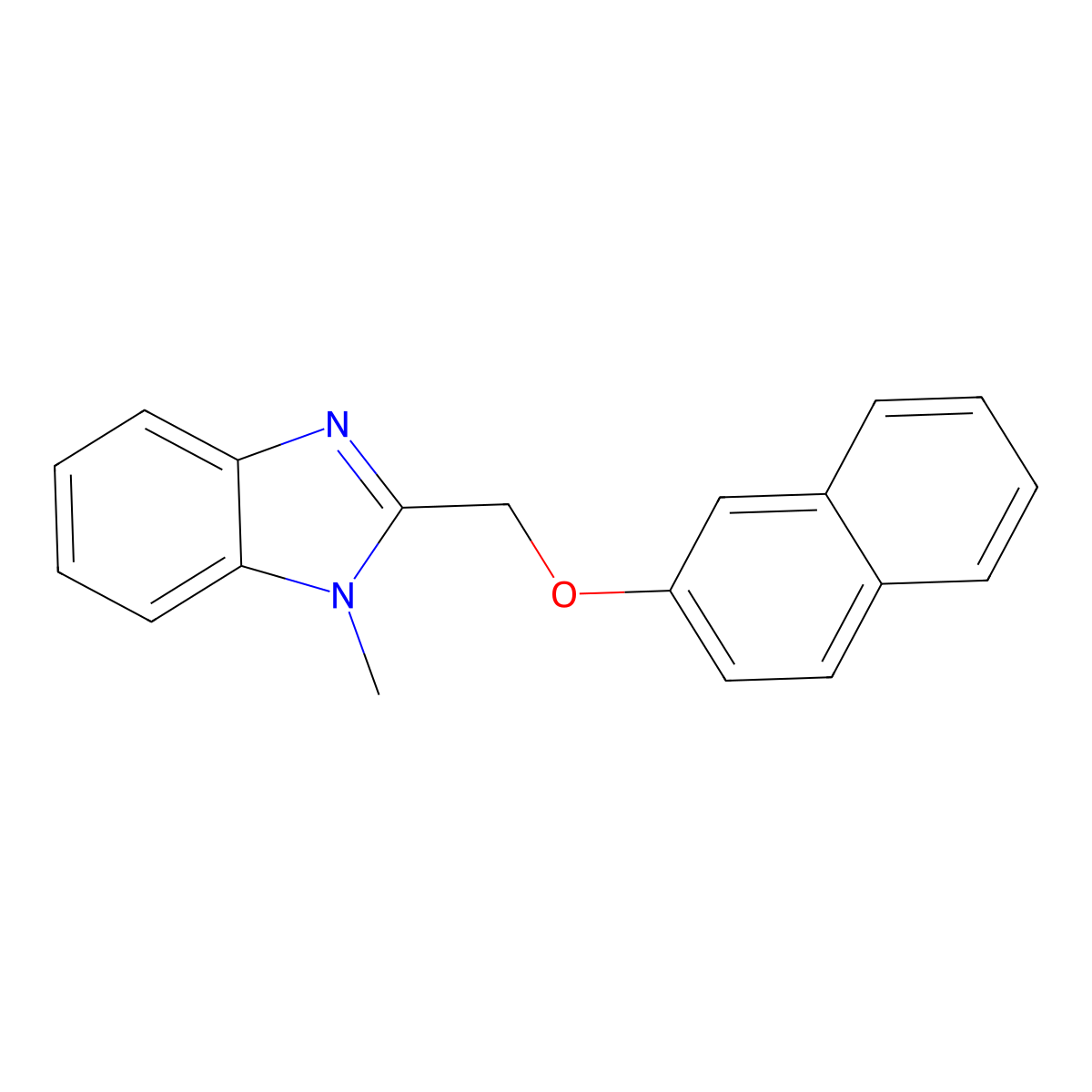 1-methyl-2-((naphthalen-2-yloxy)methyl)-1H-benzo[d]imidazole molecular structure, CAS 298194-18-0