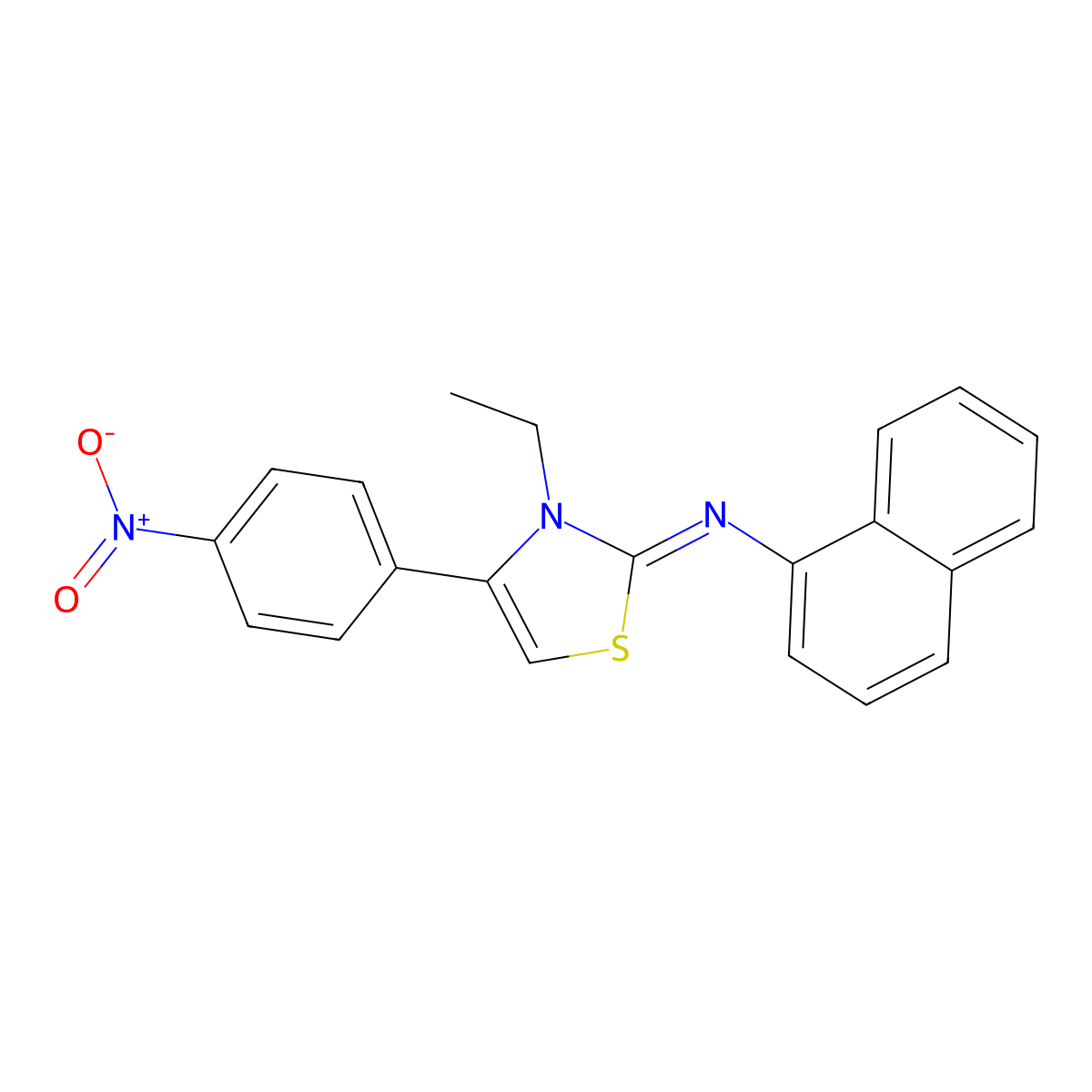 3-Ethyl-4-{4-nitrophenyl}-2-(1-naphthylimino)-2,3-dihydro-1,3-thiazole molecular structure, CAS 298194-60-2