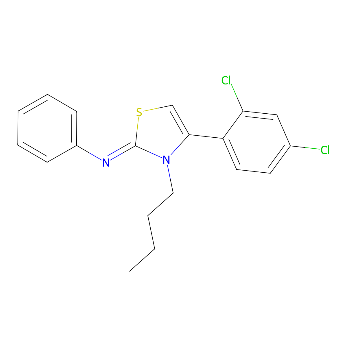 (Z)-N-(3-butyl-4-(2,4-dichlorophenyl)thiazol-2(3H)-ylidene)aniline molecular structure, CAS 298194-69-1