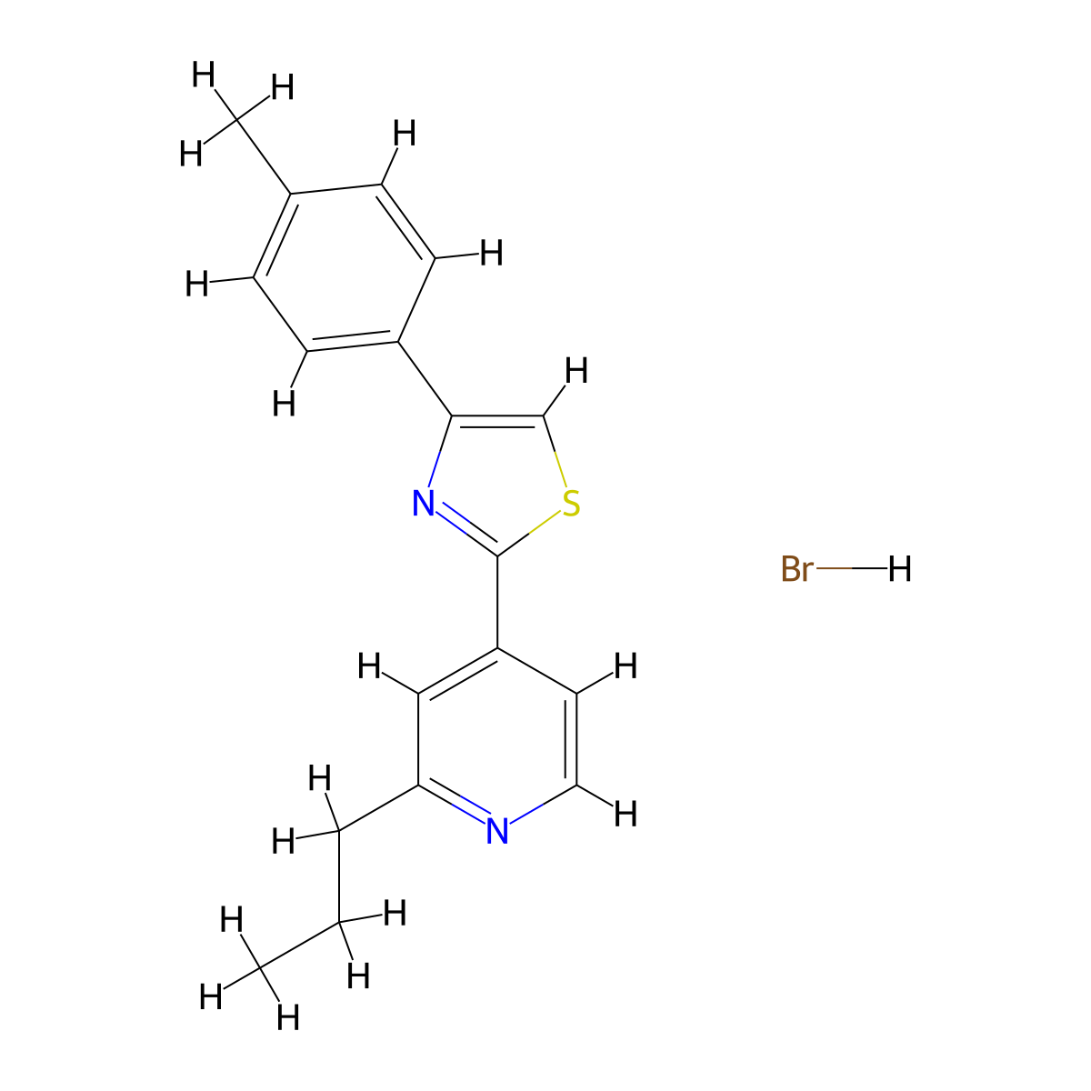 2-(2-Propylpyridin-4-yl)-4-p-tolylthiazole hydrobromide molecular structure, CAS 298197-04-3