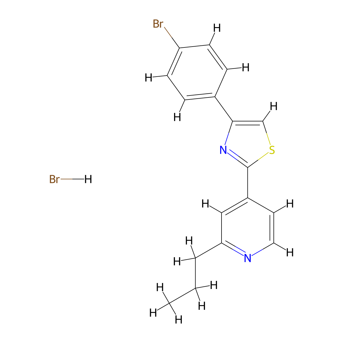 4-[4-(4-Bromophenyl)-1,3-thiazol-2-yl]-2-propylpyridine hydrobromide molecular structure, CAS 298197-06-5