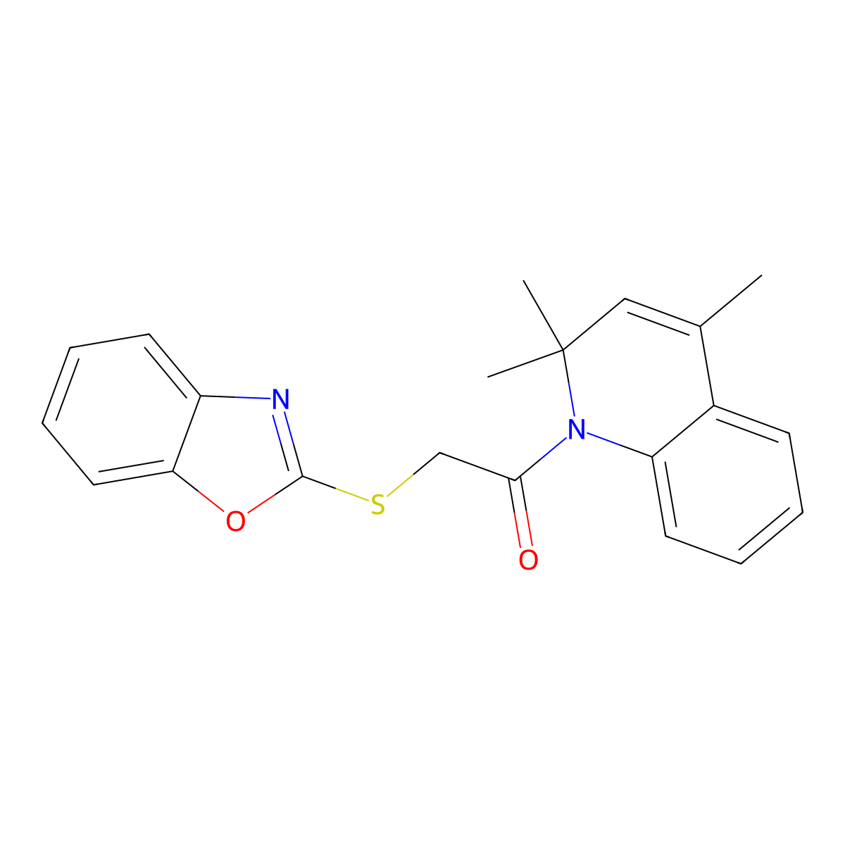 2-(1,3-Benzoxazol-2-ylsulfanyl)-1-(2,2,4-trimethylquinolin-1-yl)ethanone molecular structure, CAS 298204-19-0