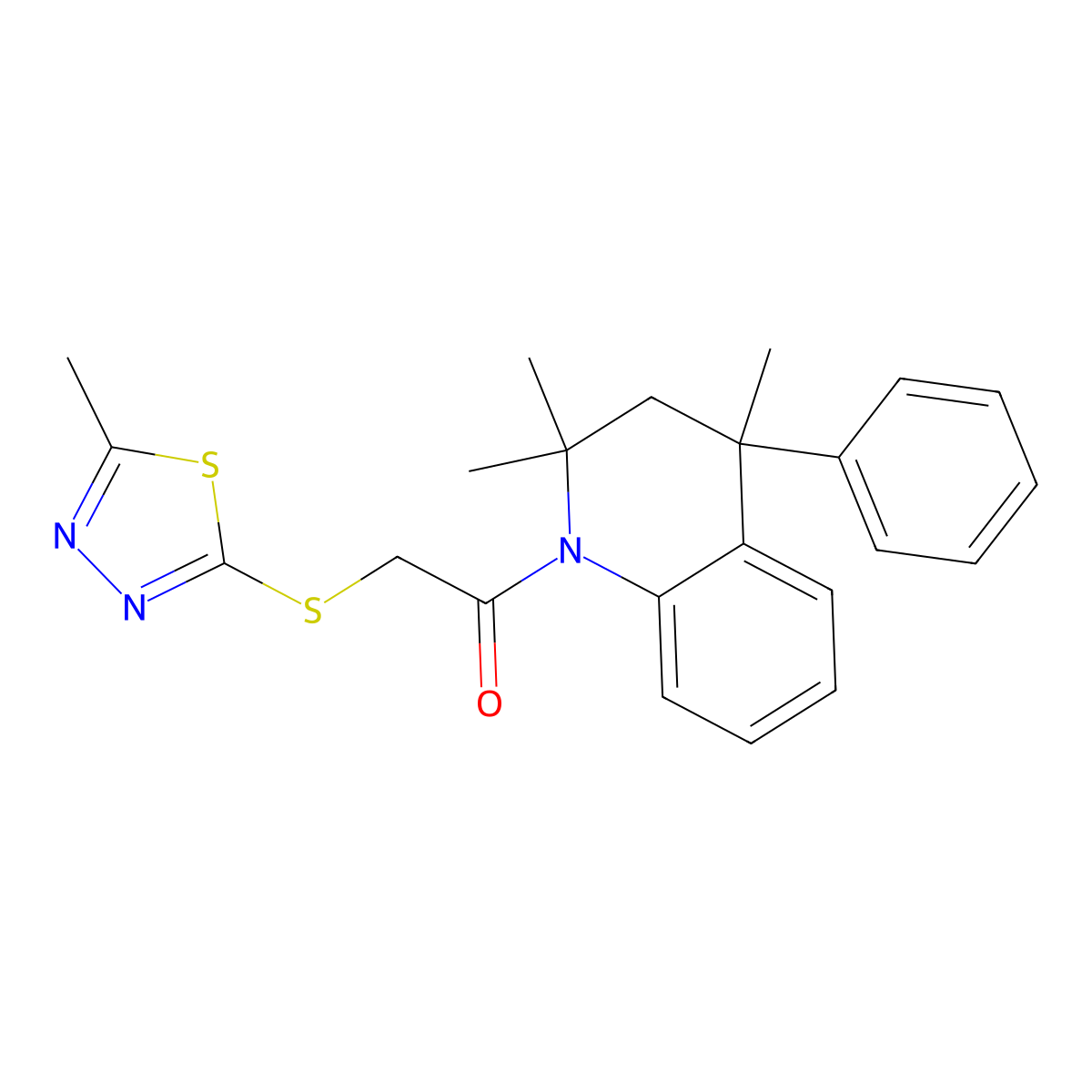 2-[(5-methyl-1,3,4-thiadiazol-2-yl)sulfanyl]-1-(2,2,4-trimethyl-4-phenyl-3,4-dihydroquinolin-1(2H)-yl)ethanone molecular structure, CAS 298204-29-2