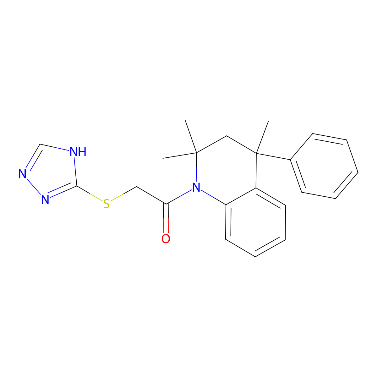 2,2,4-trimethyl-4-phenyl-1-[(4H-1,2,4-triazol-3-ylsulfanyl)acetyl]-1,2,3,4-tetrahydroquinoline molecular structure, CAS 298204-30-5