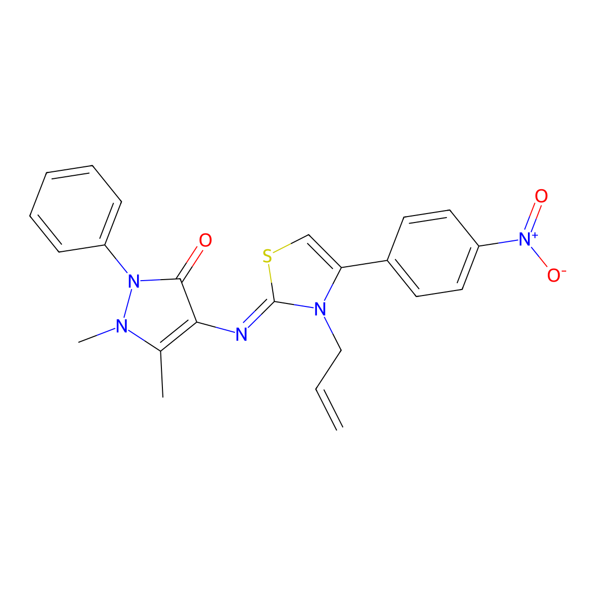 (Z)-4-((3-allyl-4-(4-nitrophenyl)thiazol-2(3H)-ylidene)amino)-1,5-dimethyl-2-phenyl-1H-pyrazol-3(2H)-one molecular structure, CAS 298206-52-7
