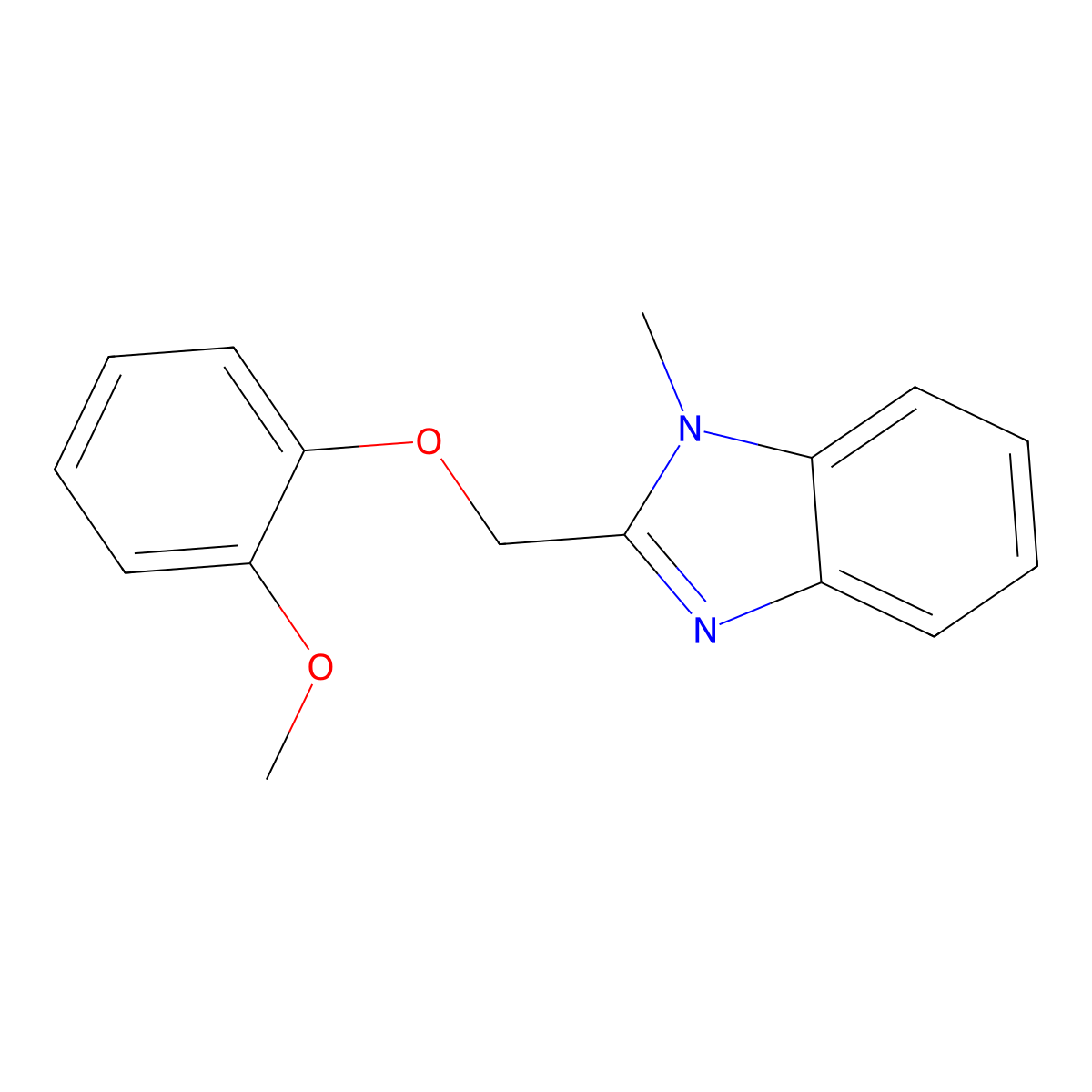 2-[(2-methoxyphenoxy)methyl]-1-methyl-1H-benzimidazole molecular structure, CAS 298206-99-2
