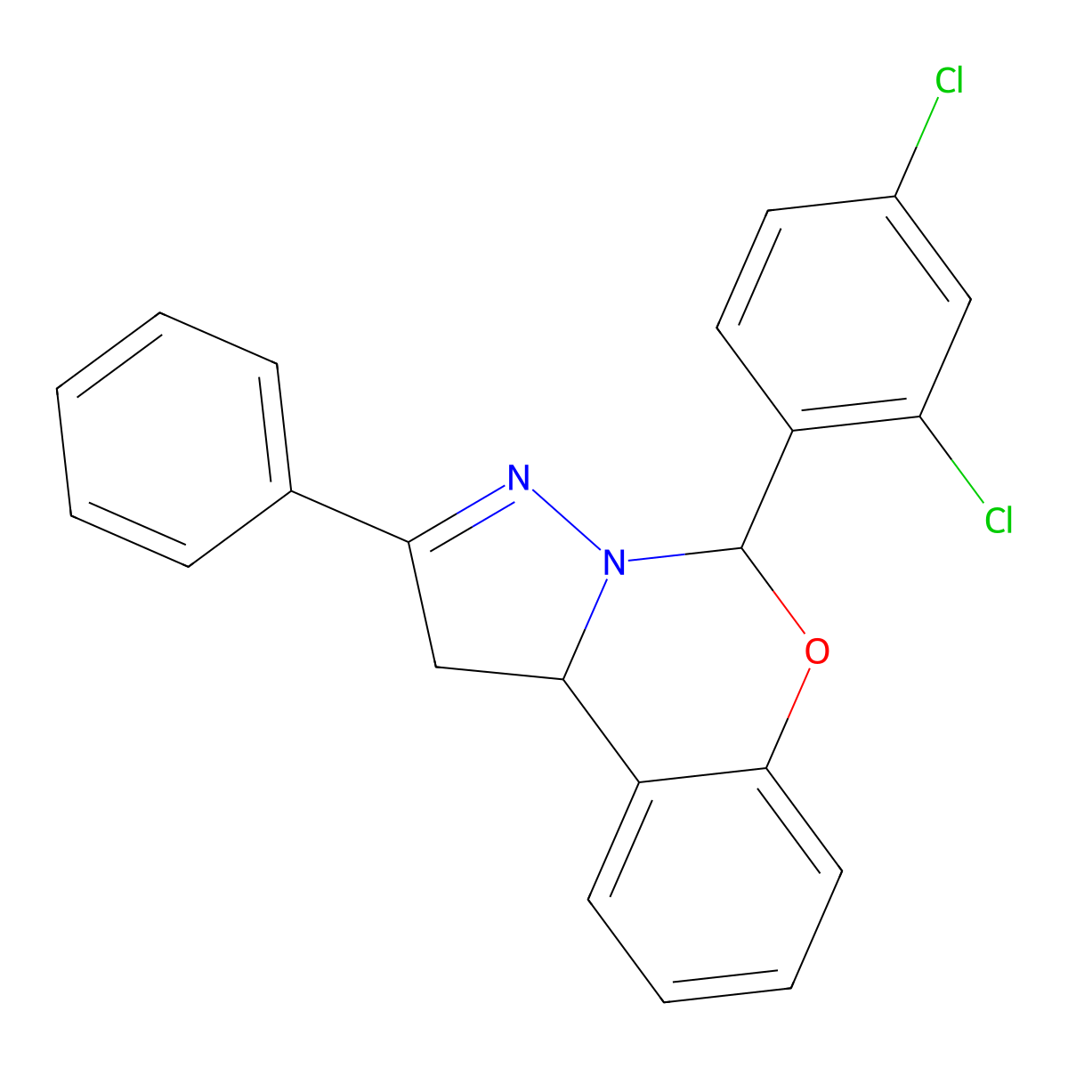 5-(2,4-Dichlorophenyl)-2-phenyl-1,10b-dihydropyrazolo[1,5-c][1,3]benzoxazine molecular structure, CAS 298207-09-7
