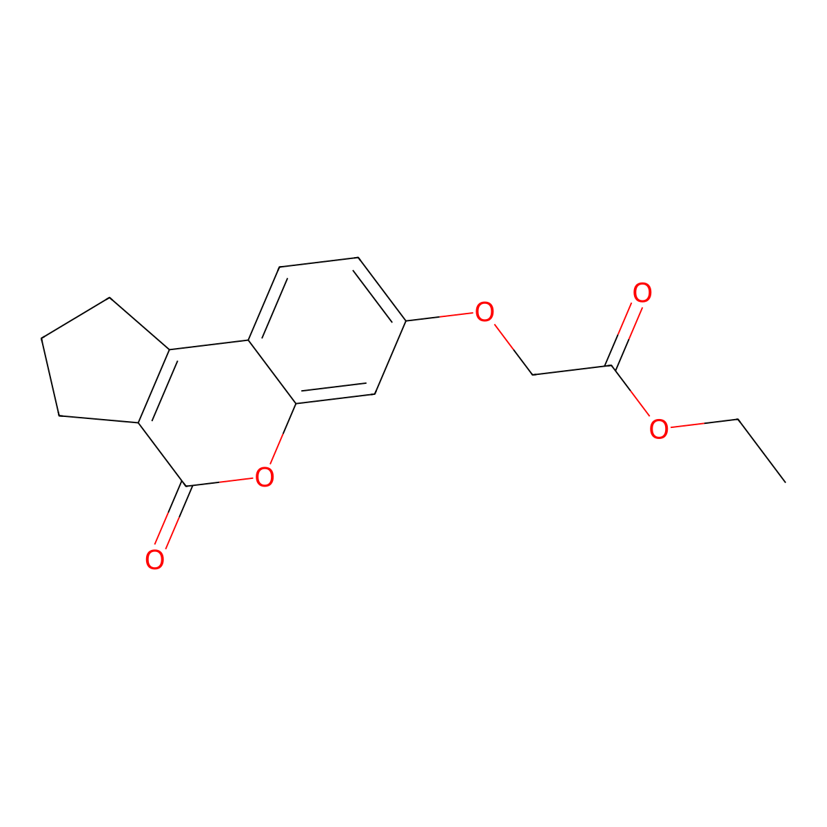 Ethyl 2-(4-oxo-1,2,3-trihydrocyclopenta[1,2-c]chromen-7-yloxy)acetate molecular structure, CAS 298207-30-4