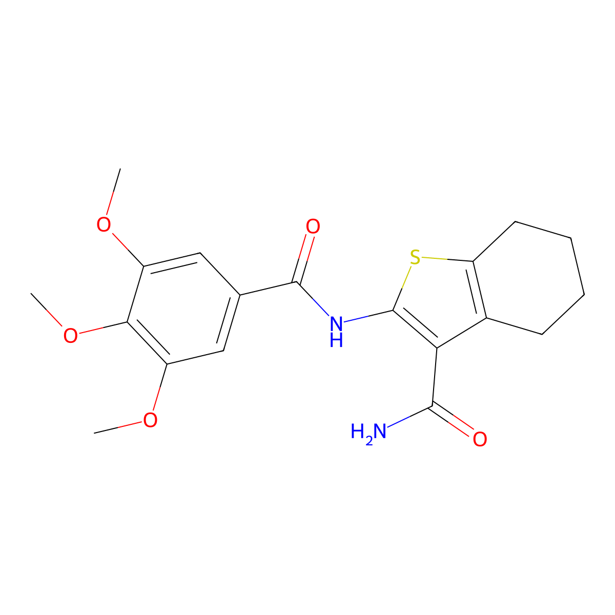 2-[(3,4,5-Trimethoxybenzoyl)amino]-4,5,6,7-tetrahydro-1-benzothiophene-3-carboxamide molecular structure, CAS 298208-08-9
