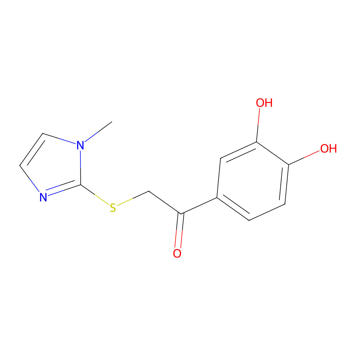 1-(3,4-dihydroxyphenyl)-2-[(1-methyl-1H-imidazol-2-yl)sulfanyl]ethan-1-one molecular structure, CAS 298208-11-4