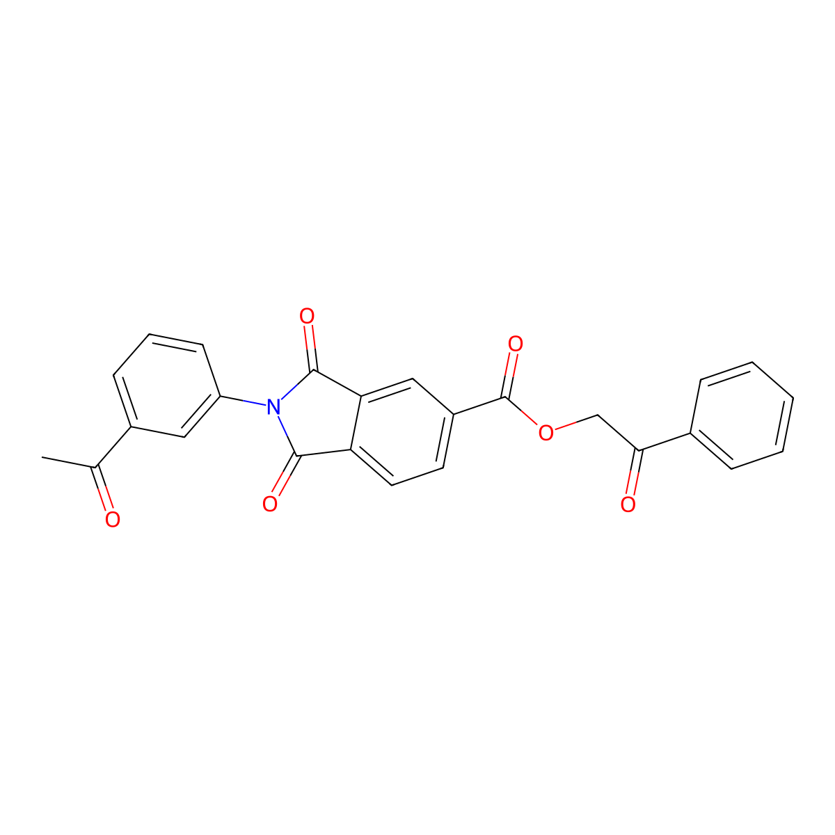 Phenacyl 2-(3-acetylphenyl)-1,3-dioxoisoindole-5-carboxylate molecular structure, CAS 298212-79-0