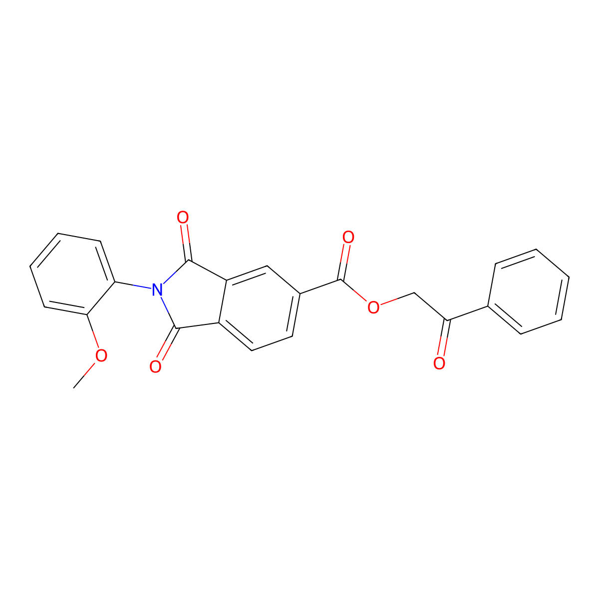 2-Oxo-2-phenylethyl 2-(2-methoxyphenyl)-1,3-dioxo-5-isoindolinecarboxylate molecular structure, CAS 298212-80-3