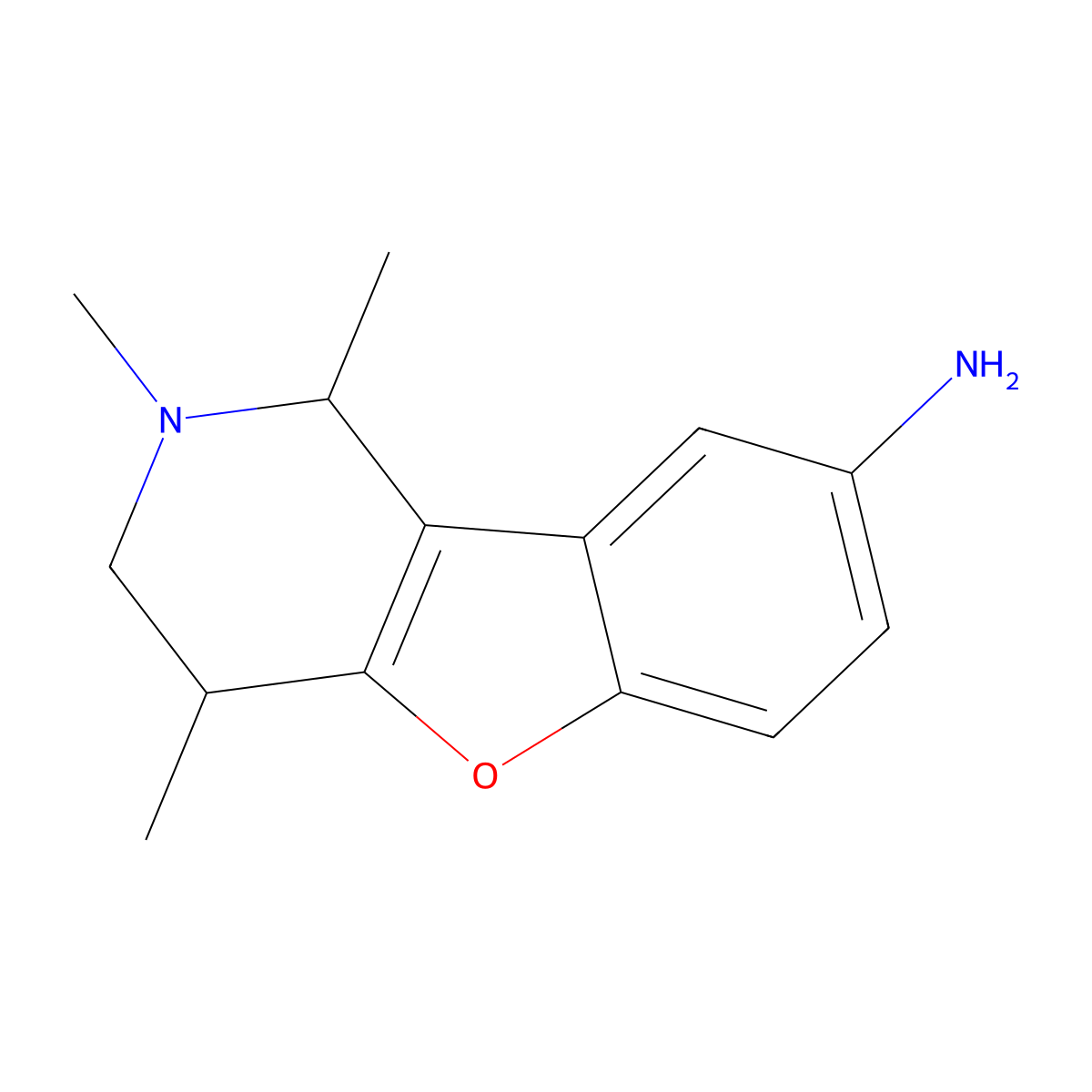 1,2,4-Trimethyl-1,2,3,4-tetrahydrobenzofuro[3,2-c]pyridin-8-amine molecular structure, CAS 298213-31-7