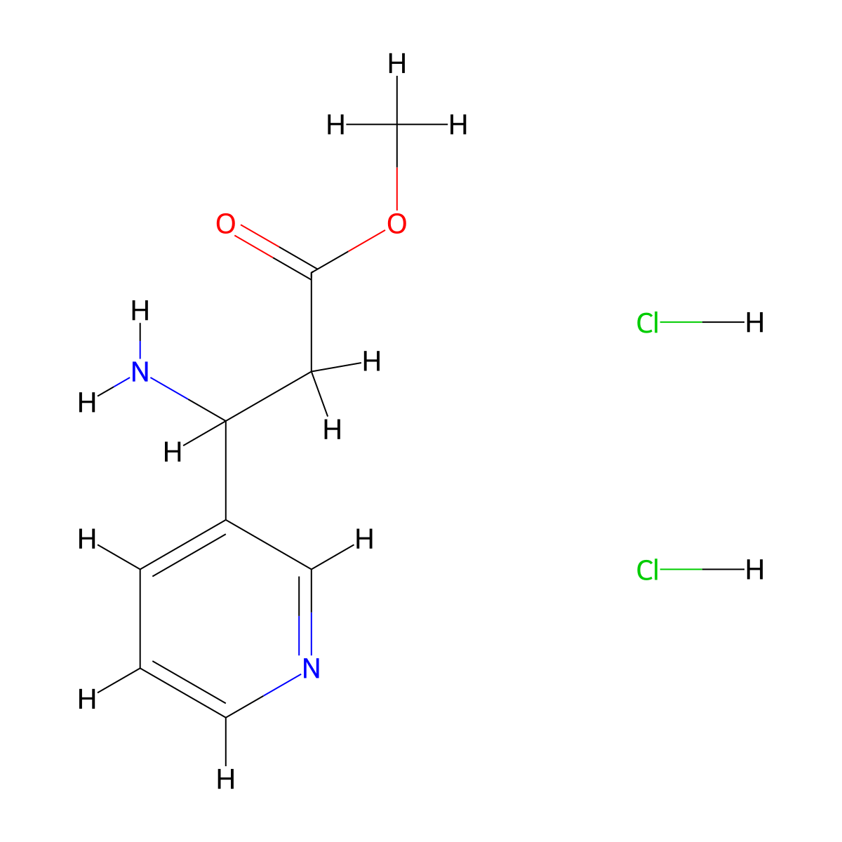 Methyl 3-amino-3-(pyridin-3-yl)propanoate dihydrochloride molecular structure, CAS 298214-98-9