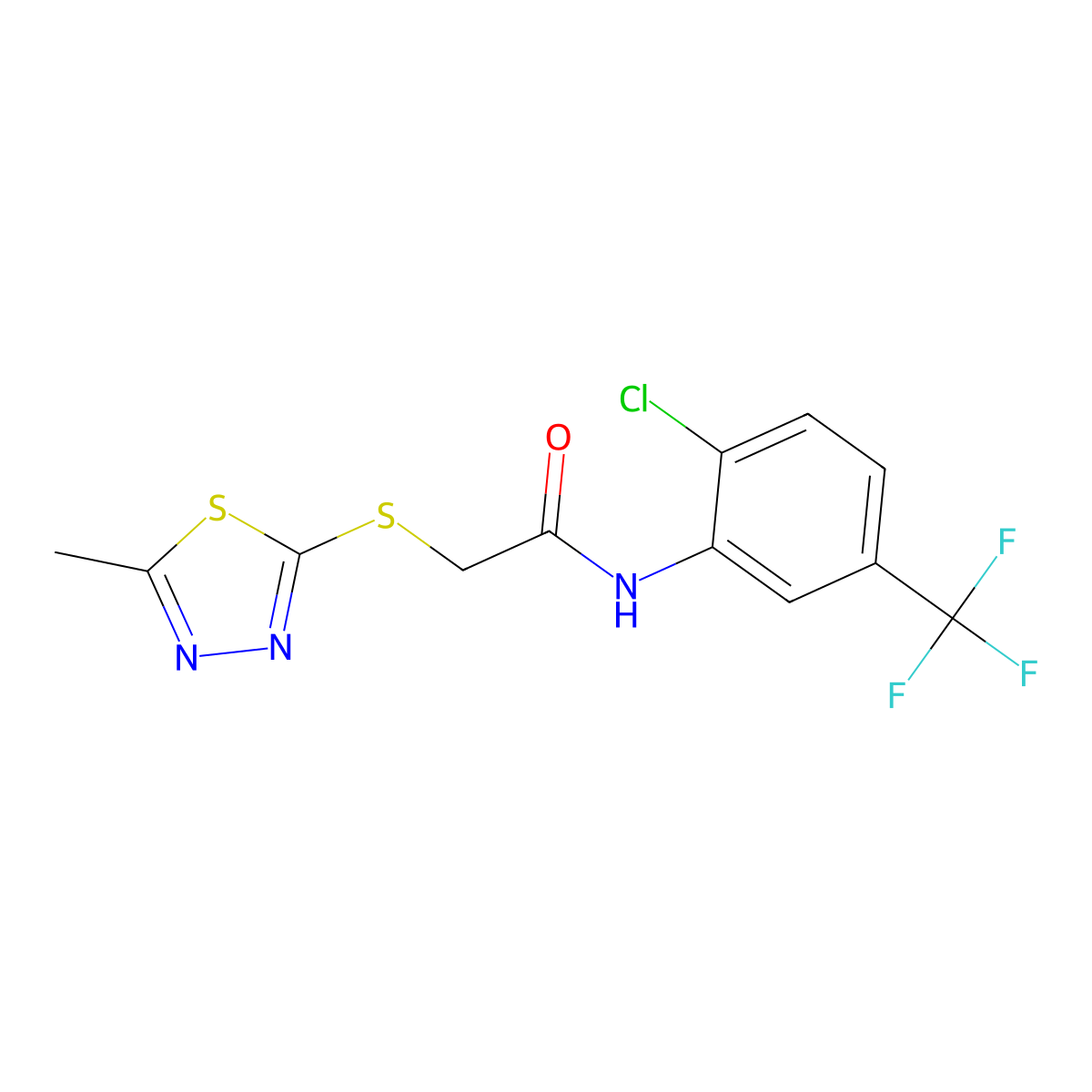 N-[2-chloro-5-(trifluoromethyl)phenyl]-2-[(5-methyl-1,3,4-thiadiazol-2-yl)sulfanyl]acetamide molecular structure, CAS 298215-04-0