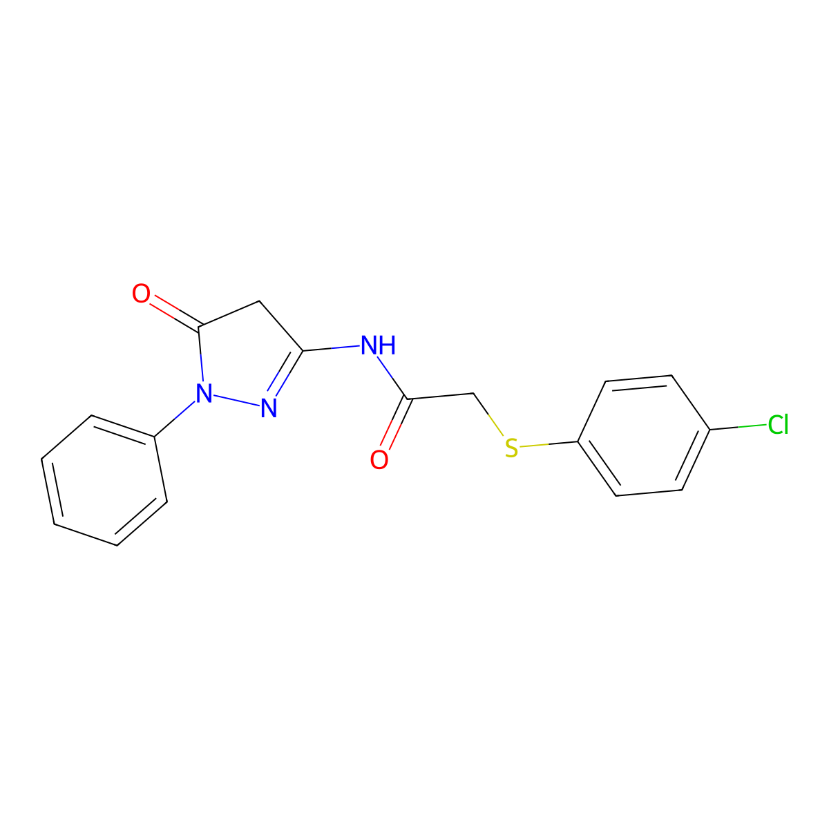2-[(4-chlorophenyl)sulfanyl]-N-(5-oxo-1-phenyl-4,5-dihydro-1H-pyrazol-3-yl)acetamide molecular structure, CAS 298215-05-1