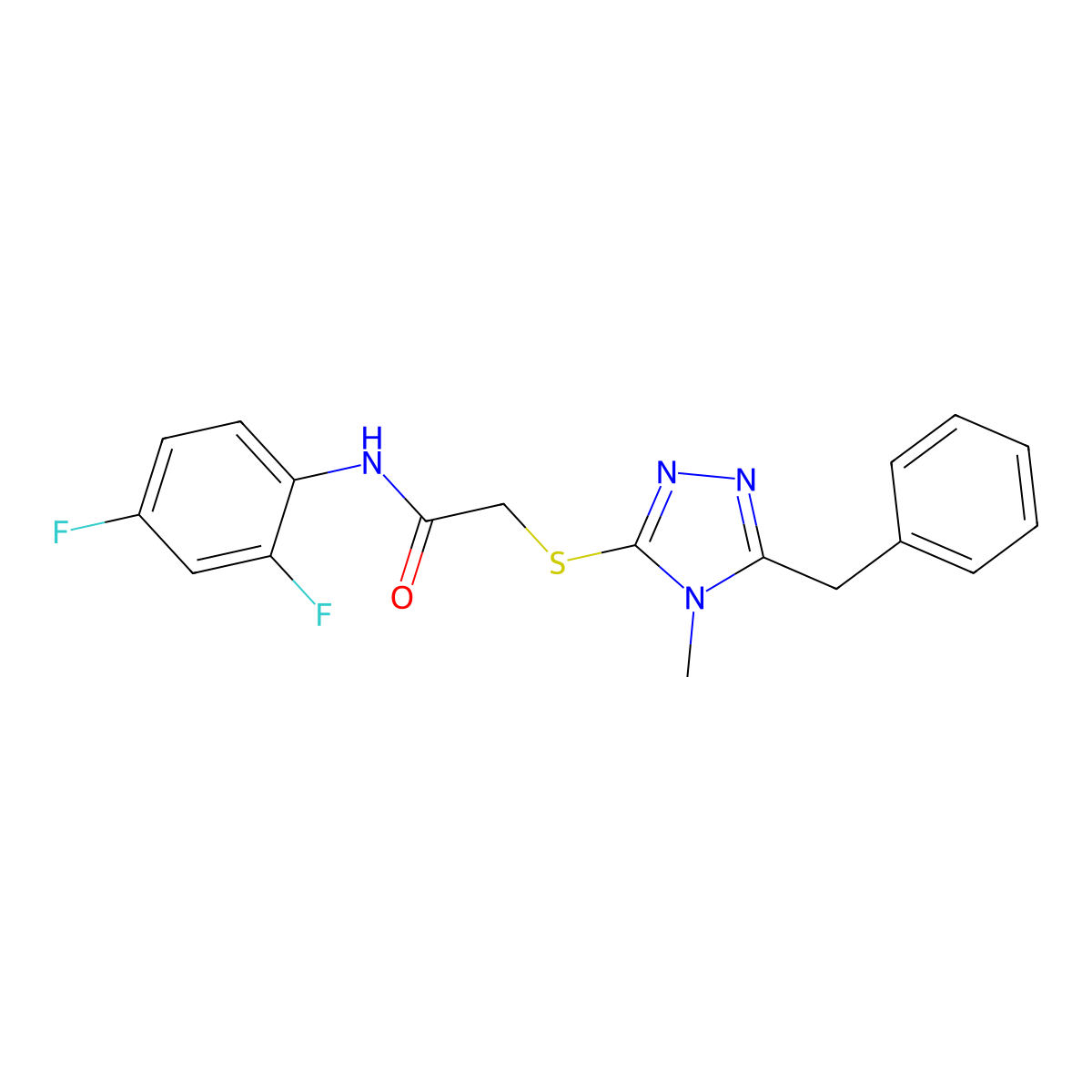 2-[(5-benzyl-4-methyl-4H-1,2,4-triazol-3-yl)sulfanyl]-N-(2,4-difluorophenyl)acetamide molecular structure, CAS 298215-08-4