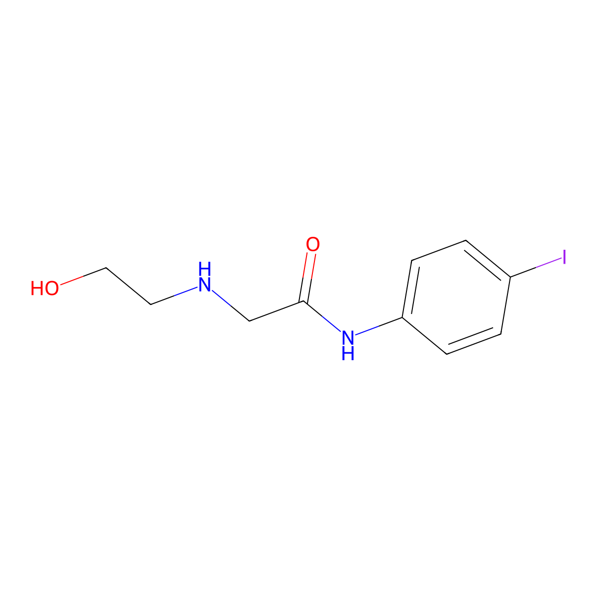 2-[(2-hydroxyethyl)amino]-N-(4-iodophenyl)acetamide molecular structure, CAS 298215-09-5
