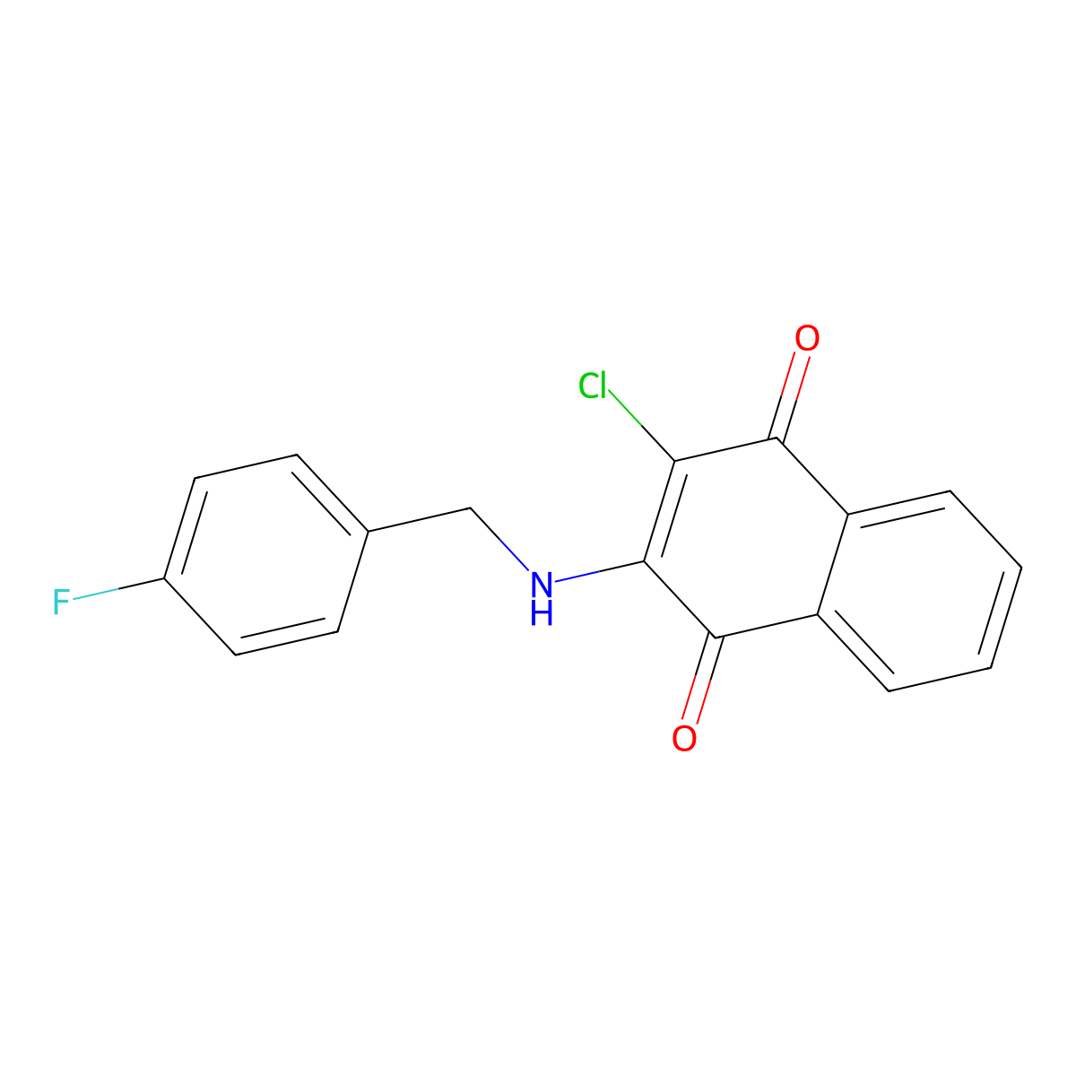 2-Chloro-3-[(4-fluorobenzyl)amino]naphthoquinone molecular structure, CAS 298215-13-1