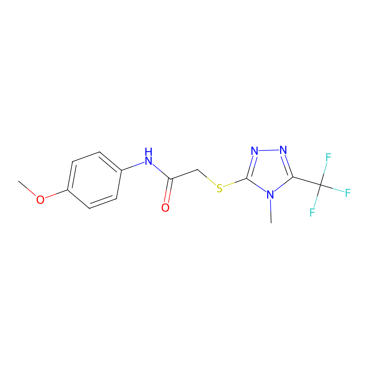 N-(4-methoxyphenyl)-2-{[4-methyl-5-(trifluoromethyl)-4H-1,2,4-triazol-3-yl]sulfanyl}acetamide molecular structure, CAS 298215-18-6