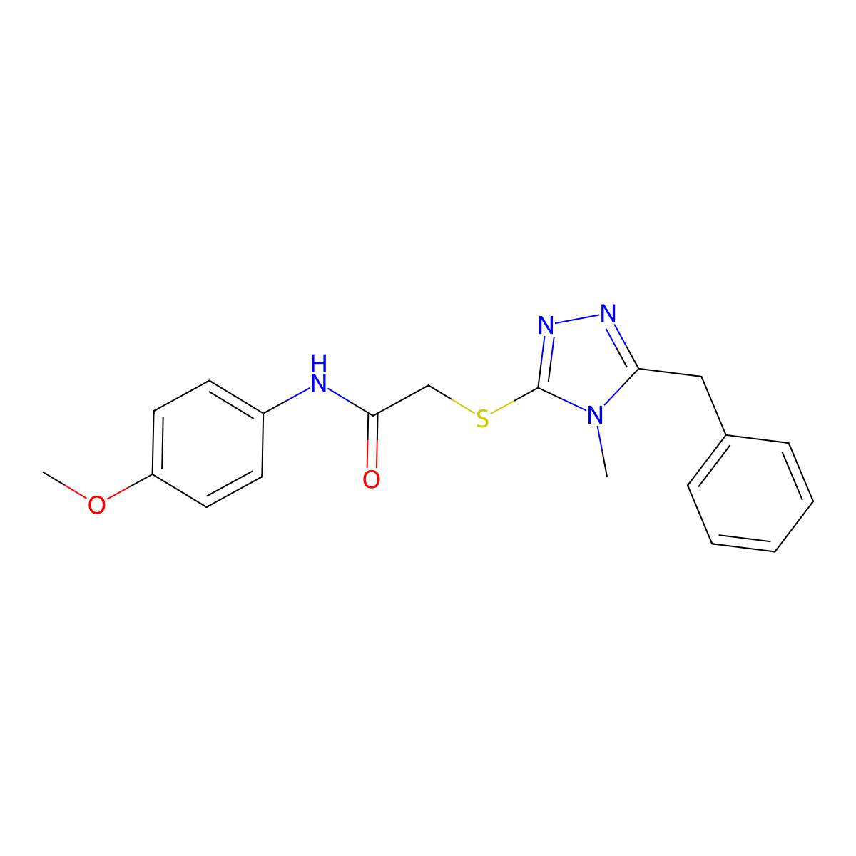 2-[(5-benzyl-4-methyl-4H-1,2,4-triazol-3-yl)sulfanyl]-N-(4-methoxyphenyl)acetamide molecular structure, CAS 298215-21-1