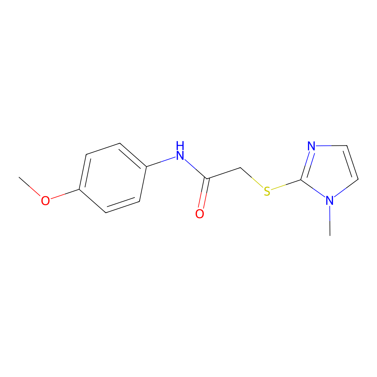 N-(4-methoxyphenyl)-2-[(1-methyl-1H-imidazol-2-yl)sulfanyl]acetamide molecular structure, CAS 298215-22-2