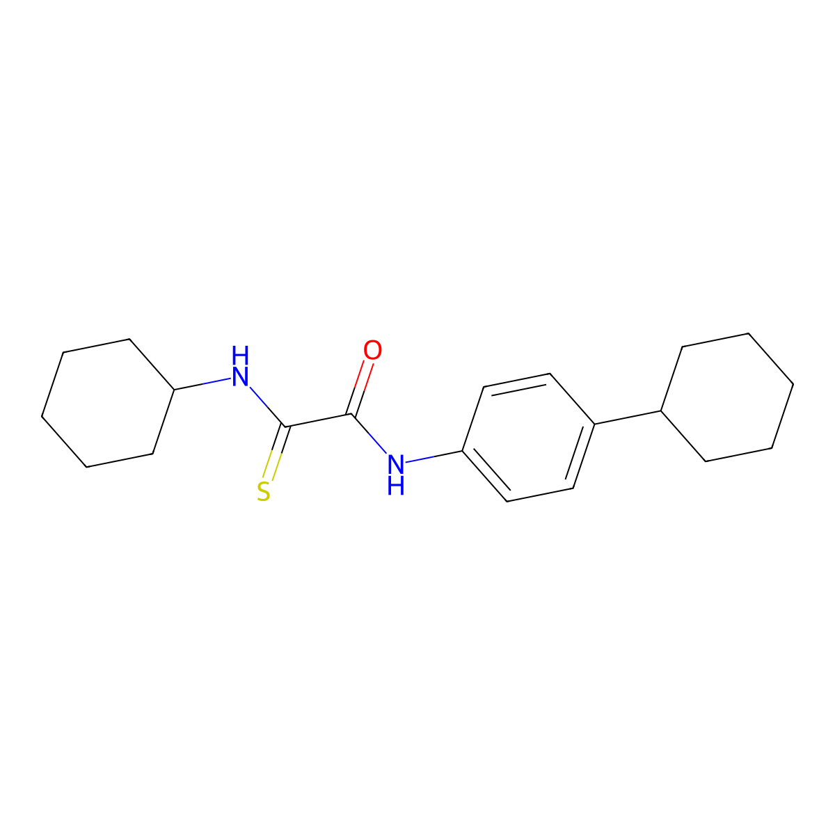 2-(cyclohexylamino)-N-(4-cyclohexylphenyl)-2-thioxoacetamide molecular structure, CAS 298215-27-7