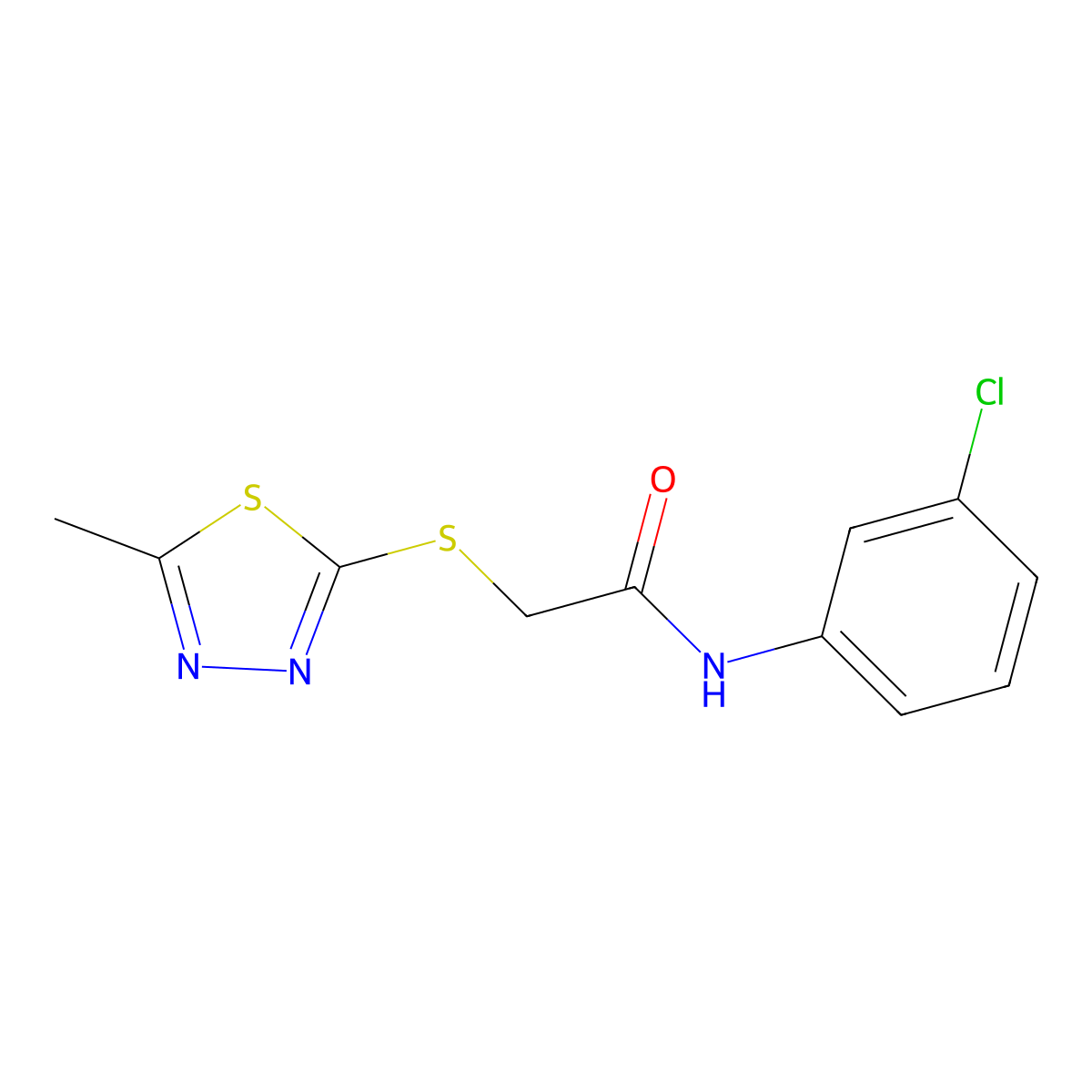 N-(3-chlorophenyl)-2-[(5-methyl-1,3,4-thiadiazol-2-yl)sulfanyl]acetamide molecular structure, CAS 298215-36-8