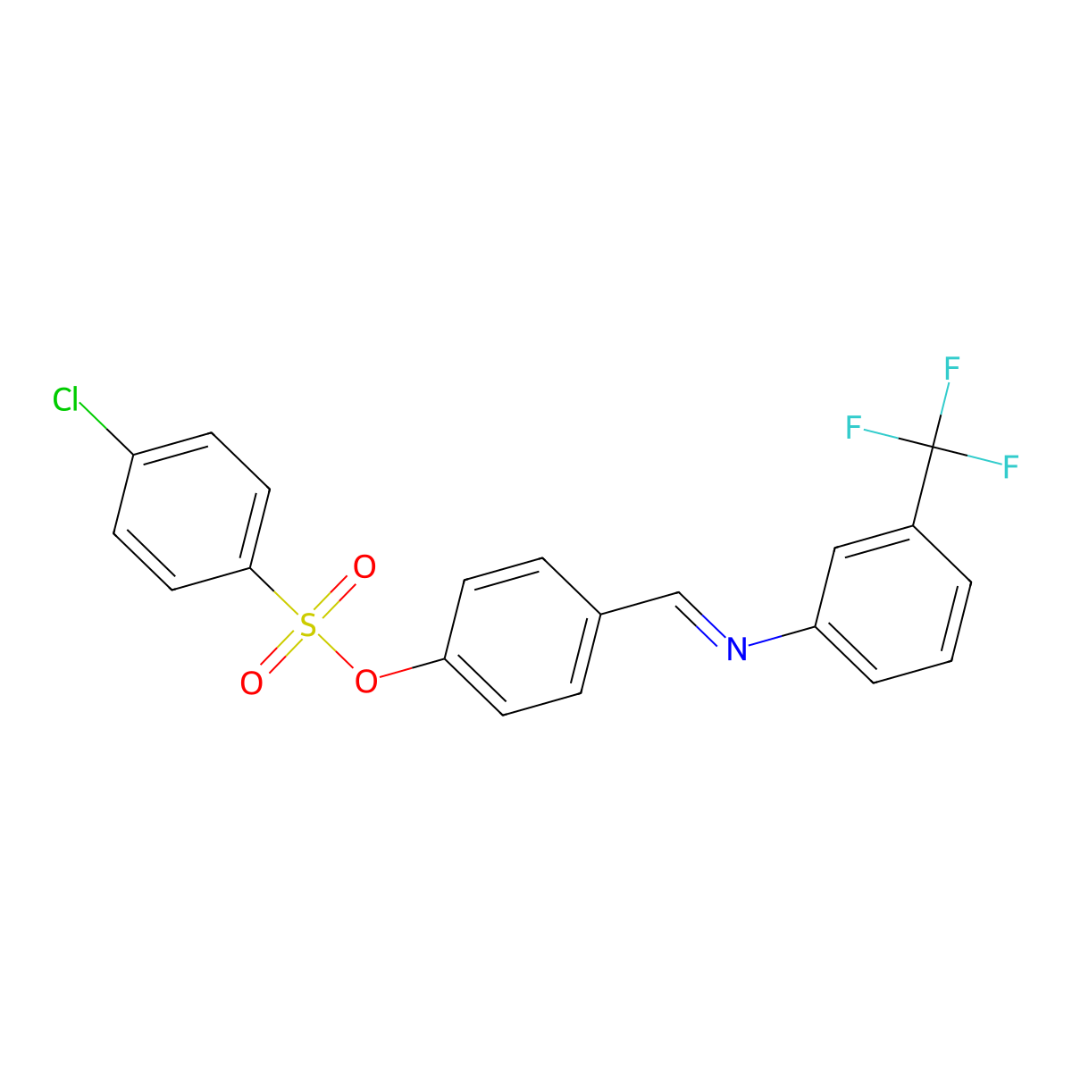 4-(((3-(Trifluoromethyl)phenyl)imino)methyl)phenyl 4-chlorobenzenesulfonate molecular structure, CAS 298215-42-6
