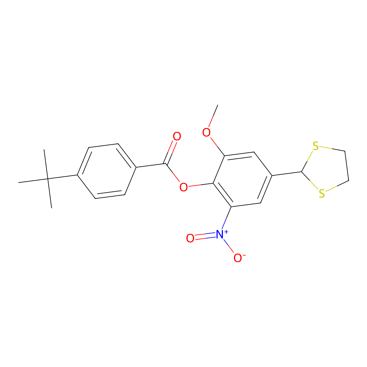 4-(1,3-Dithiolan-2-yl)-2-methoxy-6-nitrophenyl 4-(tert-butyl)benzenecarboxylate molecular structure, CAS 298215-43-7