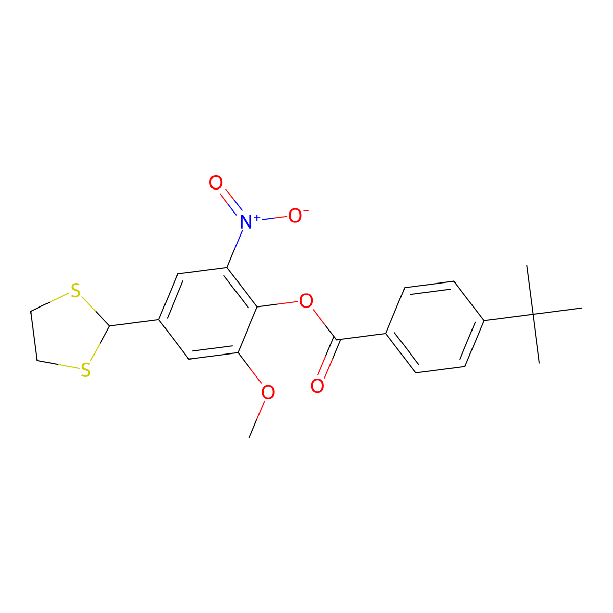 4-(1,3-Dithiolan-2-yl)-2-methoxy-6-nitrophenyl 4-(tert-butyl)benzenecarboxylate molecular structure, CAS 298215-43-7