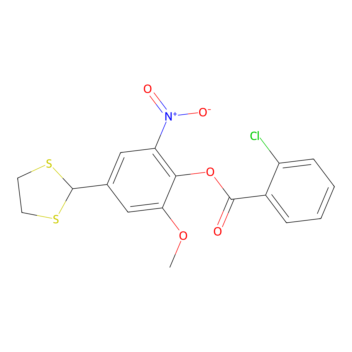 4-(1,3-Dithiolan-2-yl)-2-methoxy-6-nitrophenyl 2-chlorobenzenecarboxylate molecular structure, CAS 298215-45-9