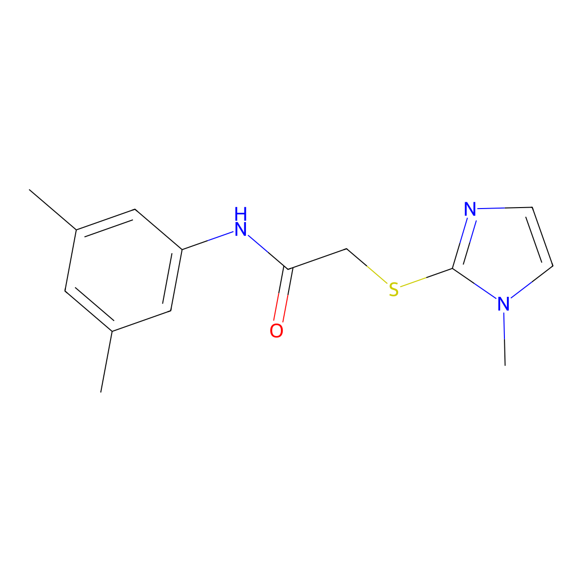 N-(3,5-dimethylphenyl)-2-[(1-methyl-1H-imidazol-2-yl)sulfanyl]acetamide molecular structure, CAS 298215-48-2