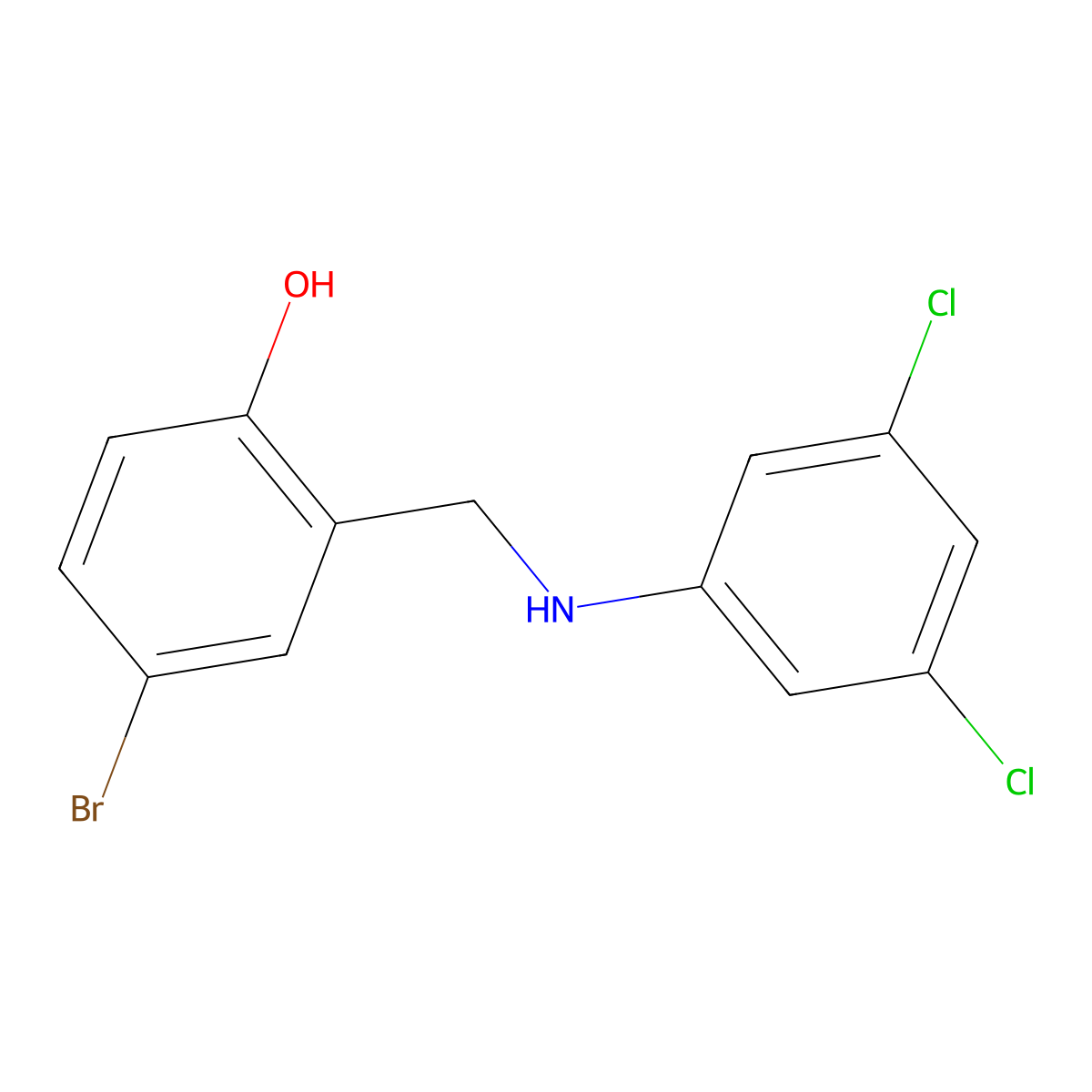 4-Bromo-2-{[(3,5-dichlorophenyl)amino]methyl}phenol molecular structure, CAS 298215-62-0